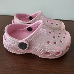 CROCS Classic Glitter Pink Little Girls Clogs